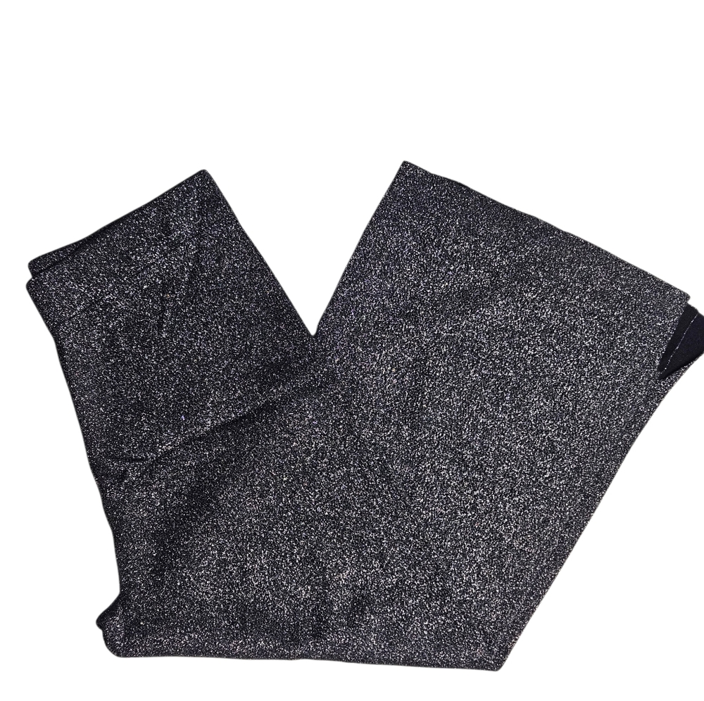 Leith High Rise Pull On Wide Leg Palazzo Pants XL Black Silver Stretch Academia